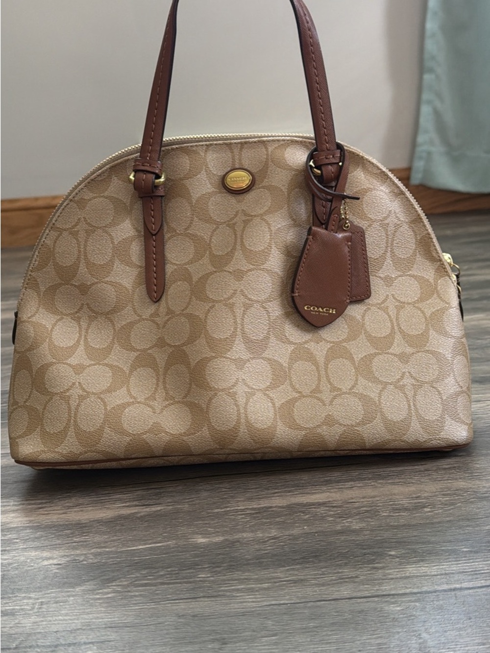 Coach Tan & Brown Signature Dome Satchel